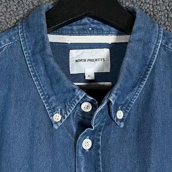 Norse Projects Anton Denim Button Down Shirt - Men's Size XL - Blue - Picture 4 of 10